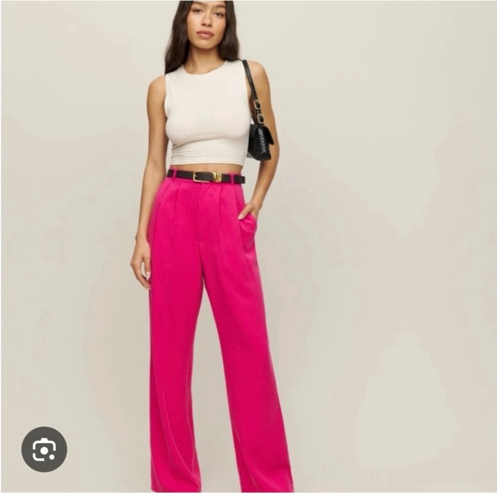 HP🎉 NWT Reformation Mason High Waist Wide Leg Pants in Pink